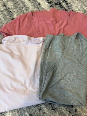 Lululemon Women's Tank V-Neck & Oversized T-Shirt Pink & Gray Medium 6 Lot